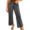 image:imageAstylish Womens 2026 Stretchy Breathable Wide Leg High Waisted Jeans Casual Cropped Ankle Denim Pants with Vertical SeamsY Gray