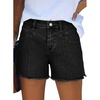 image:imageAstylish Womens High Waisted Denim Shorts Frayed Raw Hem Distressed Jean Shorts Stretchy Casual Summer ShortsBlack