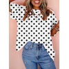 image:imageAstylish Women 2026 Abstract Print Blouses Casual Short Sleeve Crewneck Chic Boho Tops Loose Fit Flowy TunicY White Polka Dot