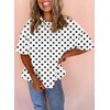 image:imageAstylish Women 2026 Abstract Print Blouses Casual Short Sleeve Crewneck Chic Boho Tops Loose Fit Flowy TunicY White Polka Dot