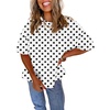 image:imageAstylish Women 2026 Abstract Print Blouses Casual Short Sleeve Crewneck Chic Boho Tops Loose Fit Flowy TunicY White Polka Dot