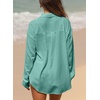 image:imageAstylish Women 2026 Loose Fit Tops Cotton Linen Button Down Shirts Collared Roll Up Long Sleeve V Neck BlousesX Laurel Green