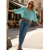 image:imageAstylish Women 2026 Loose Fit Tops Cotton Linen Button Down Shirts Collared Roll Up Long Sleeve V Neck BlousesX Laurel Green
