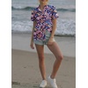 image:imageAstylish Women Striped Blouses Spring Summer Ruffle Collar Puff Sleeve Button Down Shirts Business Casual TopsY Paisley Blue