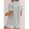 image:imageAstylish Women Striped Blouses Spring Summer Ruffle Collar Puff Sleeve Button Down Shirts Business Casual TopsY Polka Dots White