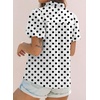 image:imageAstylish Women Striped Blouses Spring Summer Ruffle Collar Puff Sleeve Button Down Shirts Business Casual TopsY Polka Dots White