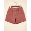 image:imageAstylish Womens High Waisted Shorts Jean Stretchy Casual Fashion Trendy Double Button Fly Denim ShortsMineral Red