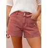 image:imageAstylish Womens High Waisted Shorts Jean Stretchy Casual Fashion Trendy Double Button Fly Denim ShortsMineral Red