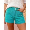 image:imageAstylish Womens High Waisted Shorts Jean Stretchy Casual Fashion Trendy Double Button Fly Denim ShortsSea Green