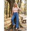 image:imageAstylish Womens Wide Leg Jeans High Waisted Relaxed Fit Casual Denim PantsBeau Blue