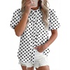 image:imageAstylish Women Striped Blouses Spring Summer Ruffle Collar Puff Sleeve Button Down Shirts Business Casual TopsY Polka Dots White