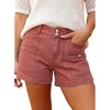 image:imageAstylish Womens High Waisted Shorts Jean Stretchy Casual Fashion Trendy Double Button Fly Denim ShortsMineral Red