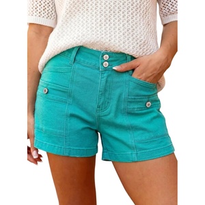 image:imageAstylish Womens High Waisted Shorts Jean Stretchy Casual Fashion Trendy Double Button Fly Denim ShortsSea Green