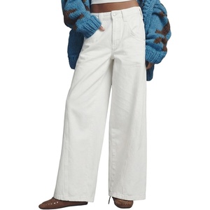 image:imageAstylish Womens Wide Leg Jeans High Waisted Relaxed Fit Casual Denim PantsWhite