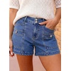 image:imageAstylish Womens High Waisted Shorts Jean Stretchy Casual Fashion Trendy Double Button Fly Denim ShortsIvy
