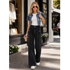 image:imageAstylish Womens Wide Leg Jeans High Waisted Double Buttons Stretchy Straight Leg Jean Trendy Denim Pants Big PocketsBlack