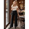 image:imageAstylish Womens Wide Leg Jeans High Waisted Double Buttons Stretchy Straight Leg Jean Trendy Denim Pants Big PocketsBlack