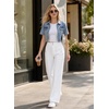 image:imageAstylish Womens Wide Leg Jeans High Waisted Double Buttons Stretchy Straight Leg Jean Trendy Denim Pants Big PocketsWhite