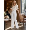 image:imageAstylish Womens Wide Leg Jeans High Waisted Double Buttons Stretchy Straight Leg Jean Trendy Denim Pants Big PocketsWhite