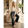 image:imageAstylish Jeans for Women High Waist Button Down Stretchy Wide Leg Paisley Print Belt Denim Pants with PocketsBlack