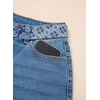 image:imageAstylish Jeans for Women High Waist Button Down Stretchy Wide Leg Paisley Print Belt Denim Pants with PocketsBluing