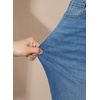 image:imageAstylish Jeans for Women High Waist Button Down Stretchy Wide Leg Paisley Print Belt Denim Pants with PocketsBluing