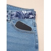 image:imageAstylish Jeans for Women High Waist Button Down Stretchy Wide Leg Paisley Print Belt Denim Pants with PocketsMyosotis