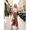 image:imageAstylish Wide Leg Jeans for Women Stretch High Wasited Baggy Trendy Denim Jean Ruffle Hem PantsChestnut