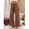 image:imageAstylish Wide Leg Jeans for Women Stretch High Wasited Baggy Trendy Denim Jean Ruffle Hem PantsChestnut