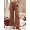 image:imageAstylish Wide Leg Jeans for Women Stretch High Wasited Baggy Trendy Denim Jean Ruffle Hem PantsChestnut