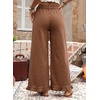 image:imageAstylish Wide Leg Jeans for Women Stretch High Wasited Baggy Trendy Denim Jean Ruffle Hem PantsChestnut