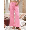 image:imageAstylish Wide Leg Jeans for Women Stretch High Wasited Baggy Trendy Denim Jean Ruffle Hem PantsPink