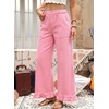image:imageAstylish Wide Leg Jeans for Women Stretch High Wasited Baggy Trendy Denim Jean Ruffle Hem PantsPink