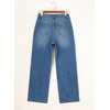 image:imageAstylish Womens High Waist Wide Leg Straight Stretch Jeans Pockets Rivet Retro Early Fall Fashion Denim PantsDirty Blue