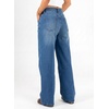 image:imageAstylish Womens High Waist Wide Leg Straight Stretch Jeans Pockets Rivet Retro Early Fall Fashion Denim PantsDirty Blue