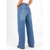 image:imageAstylish Womens High Waist Wide Leg Straight Stretch Jeans Pockets Rivet Retro Early Fall Fashion Denim PantsDusk Blue