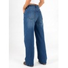 image:imageAstylish Womens High Waist Wide Leg Straight Stretch Jeans Pockets Rivet Retro Early Fall Fashion Denim PantsSail Blue