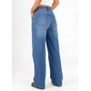 image:imageAstylish Womens High Waist Wide Leg Straight Stretch Jeans Pockets Rivet Retro Early Fall Fashion Denim PantsSky Blue