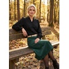 image:imageAstylish Womens Leaf Embroidery Button Down Shirts V Neck Ruffle Collar Puff Long Sleeve TopsBlack