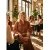 image:imageAstylish Womens Leaf Embroidery Button Down Shirts V Neck Ruffle Collar Puff Long Sleeve TopsBrown