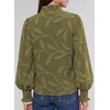 image:imageAstylish Womens Leaf Embroidery Button Down Shirts V Neck Ruffle Collar Puff Long Sleeve TopsFern Green