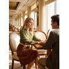 image:imageAstylish Womens Leaf Embroidery Button Down Shirts V Neck Ruffle Collar Puff Long Sleeve TopsFern Green