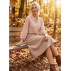 image:imageAstylish Womens Leaf Embroidery Button Down Shirts V Neck Ruffle Collar Puff Long Sleeve TopsRose Tan