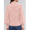 image:imageAstylish Womens Leaf Embroidery Button Down Shirts V Neck Ruffle Collar Puff Long Sleeve TopsRose Tan