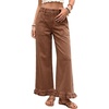 image:imageAstylish Wide Leg Jeans for Women Stretch High Wasited Baggy Trendy Denim Jean Ruffle Hem PantsChestnut