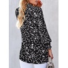 image:imageAstylish Women 2025 Casual Polka Dot Blouses Smocked Long Sleeve V Neck Collared Shirts Chiffon Bohemian TopsBlack
