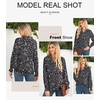 image:imageAstylish Women 2025 Casual Polka Dot Blouses Smocked Long Sleeve V Neck Collared Shirts Chiffon Bohemian TopsBlack