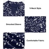 image:imageAstylish Women 2025 Casual Polka Dot Blouses Smocked Long Sleeve V Neck Collared Shirts Chiffon Bohemian TopsDark Blue