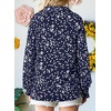 image:imageAstylish Women 2025 Casual Polka Dot Blouses Smocked Long Sleeve V Neck Collared Shirts Chiffon Bohemian TopsDark Blue