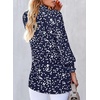 image:imageAstylish Women 2025 Casual Polka Dot Blouses Smocked Long Sleeve V Neck Collared Shirts Chiffon Bohemian TopsDark Blue